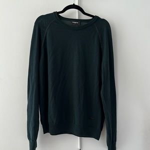 The Kooples Green Sweater with Leather Trim
